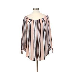 Fashion Web Ballet Pink Striped Off Shoulder Top